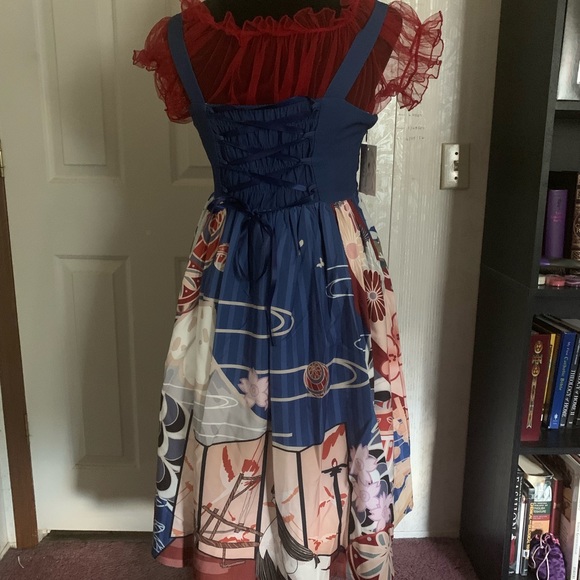 NWT Magic Tea Party’s White Crane Gratitude Lolita JSK with KC, Belt, and Clip - Picture 5 of 15